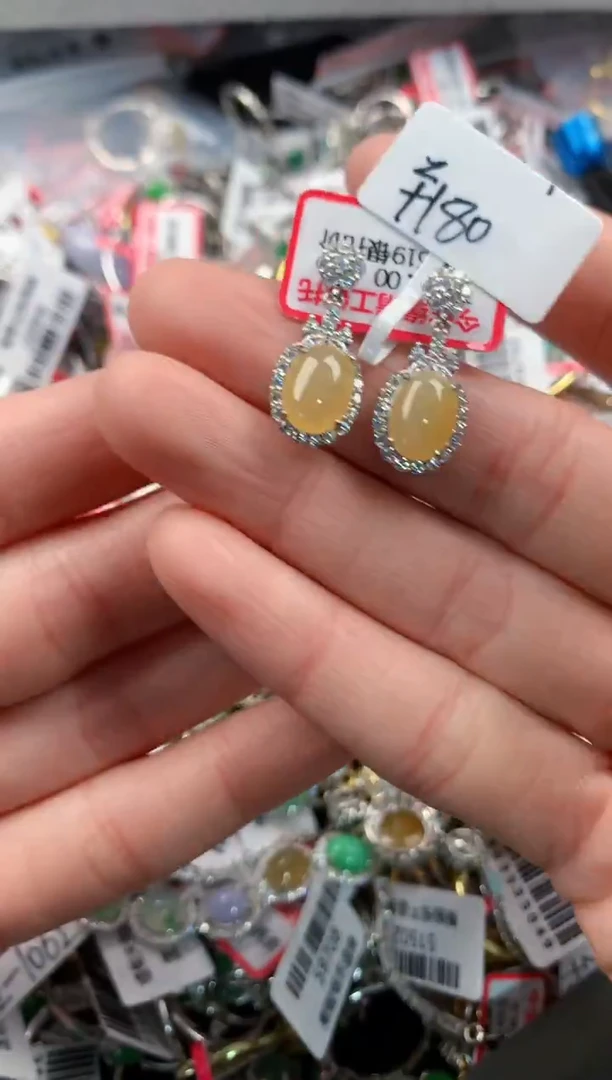 银S925镶嵌戒指翡翠5        2