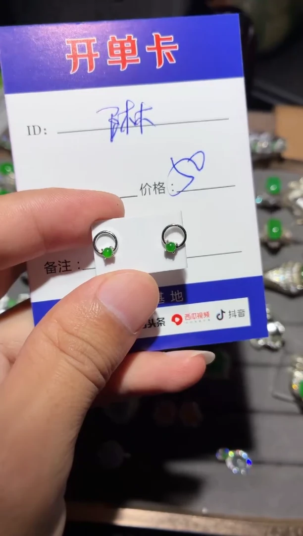 翡翠银S925镶嵌耳饰琳* 琳儿