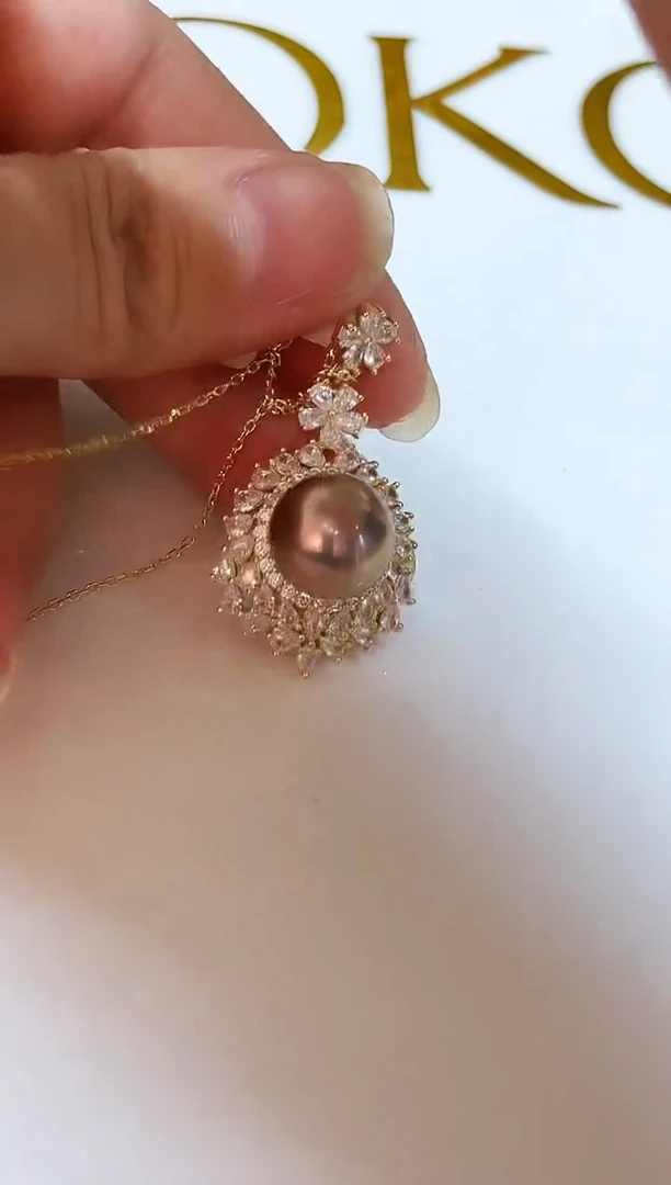 颈饰银S925镶嵌淡水珍珠12mm