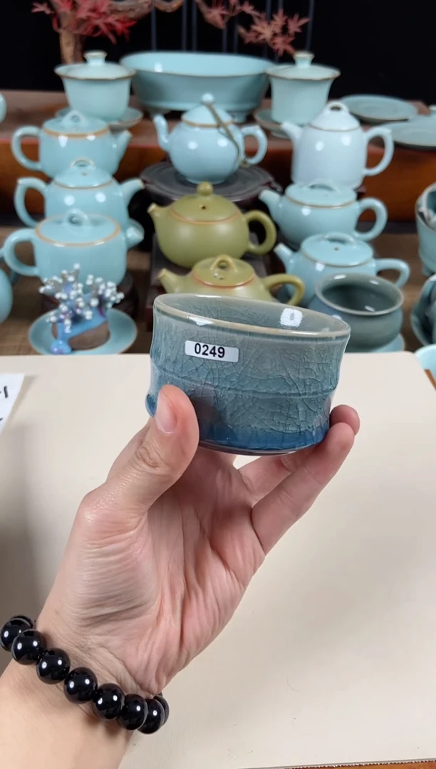【闪购商品】其他249号微瑕仿北宋天蓝竹节杯原泥胎煤柴烧