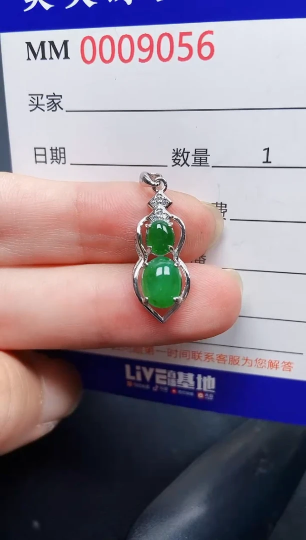 翡翠银S925镶嵌颈饰9056