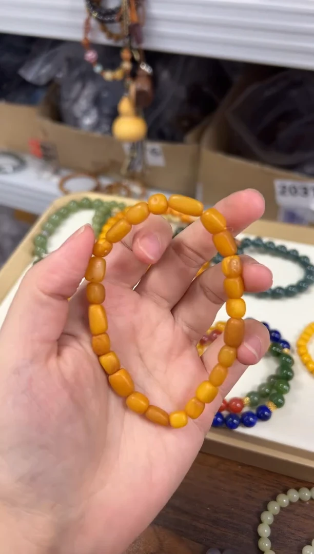未镶嵌蜜蜡手链孤品磨砂老蜜蜡随行珠手链[0764]