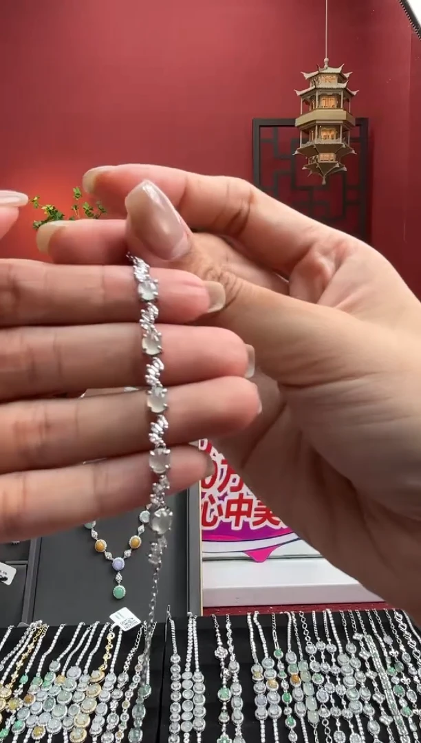 银S925镶嵌手链翡翠003655r