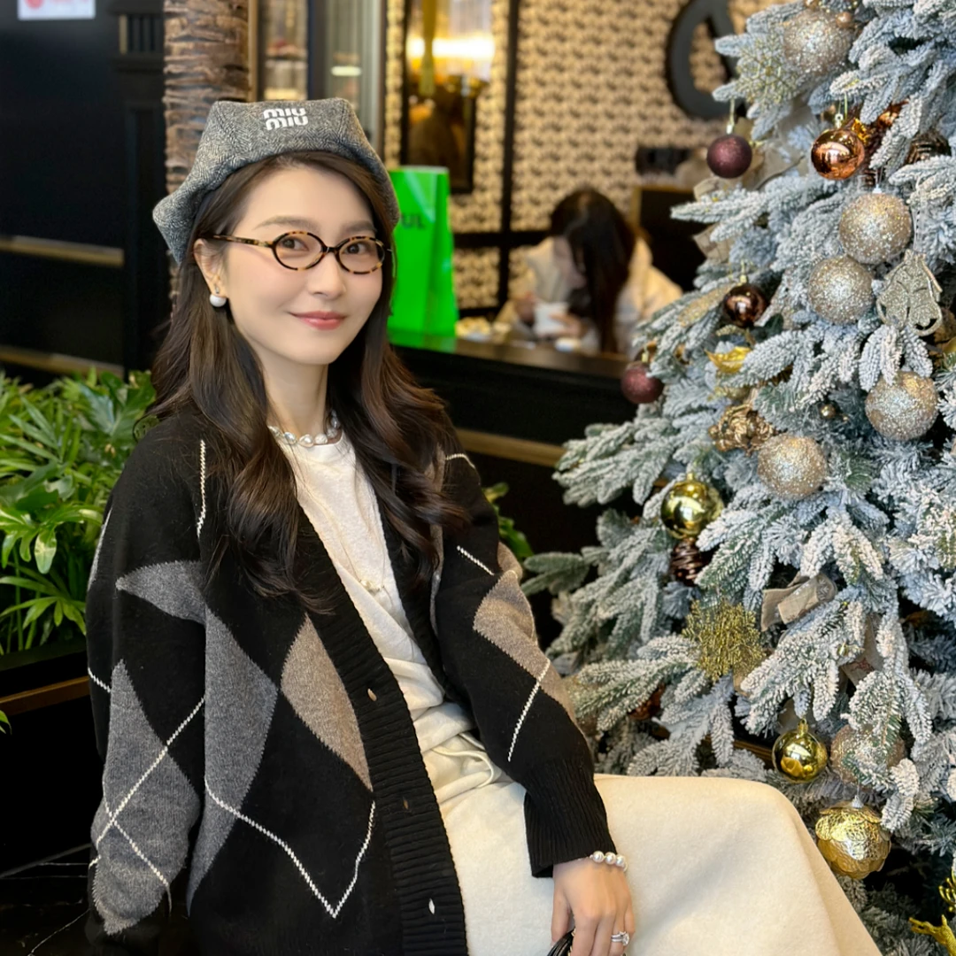 Museje Moye慵懒系列学院风格纹针织开衫