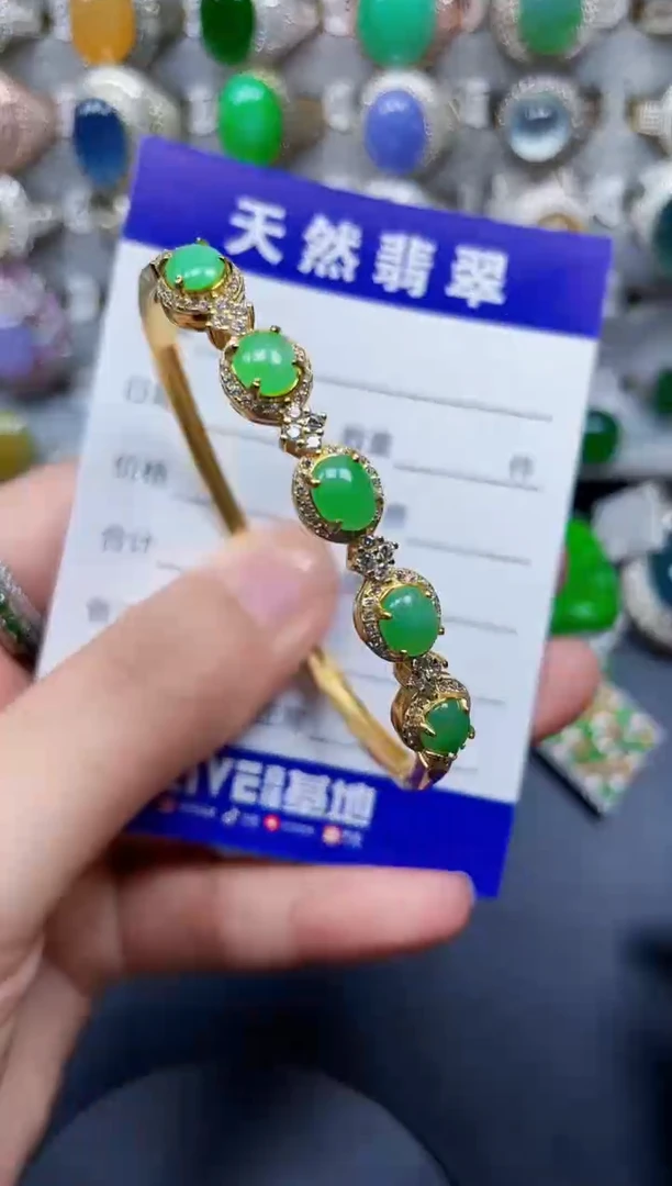 银S925镶嵌手镯翡翠324
