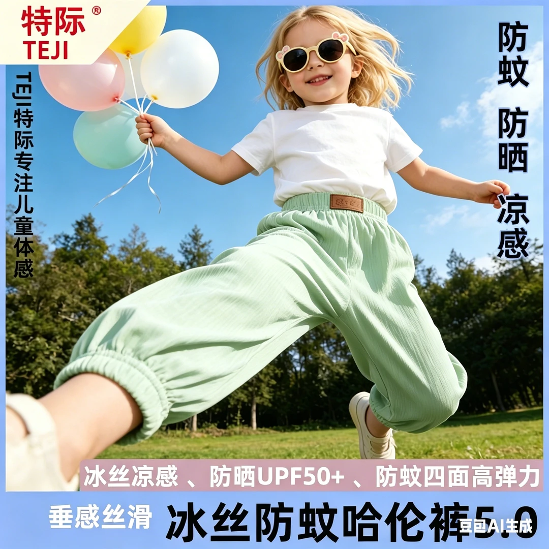 夏季冰丝防蚊裤高品质儿童透气灯笼裤薄款男女童休闲防蚊裤中大童商品图