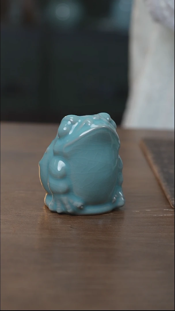 三足金蟾 汝瓷 （拾汝）（天青）