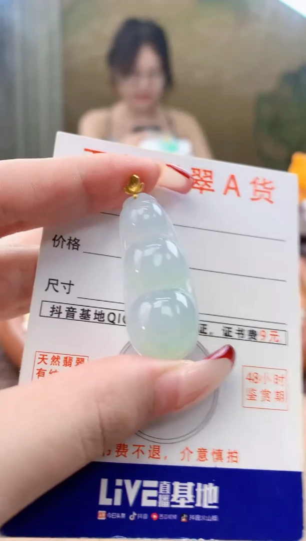 颈饰18K金镶嵌翡翠天然A货翡翠挂件