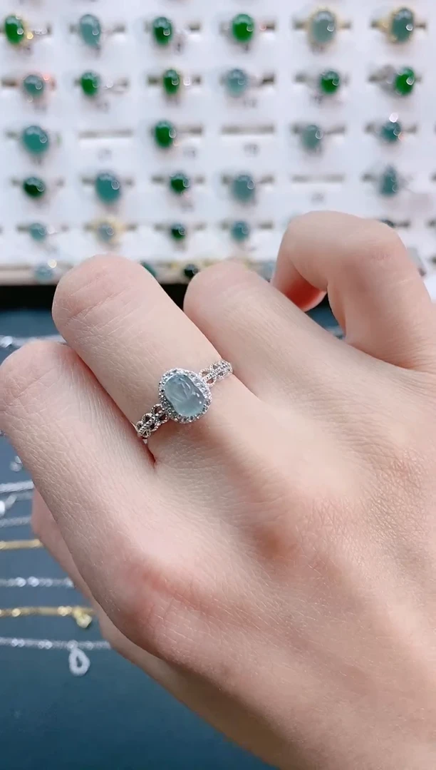 【闪购商品】翡翠戒指银S925镶嵌天然翡翠