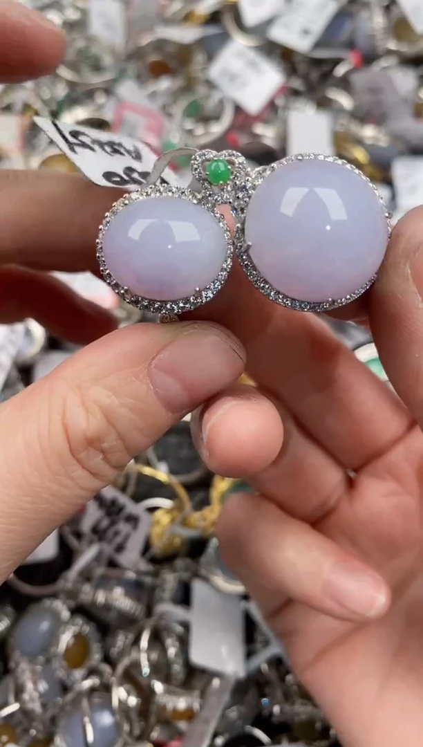 银S925镶嵌戒指翡翠12   5