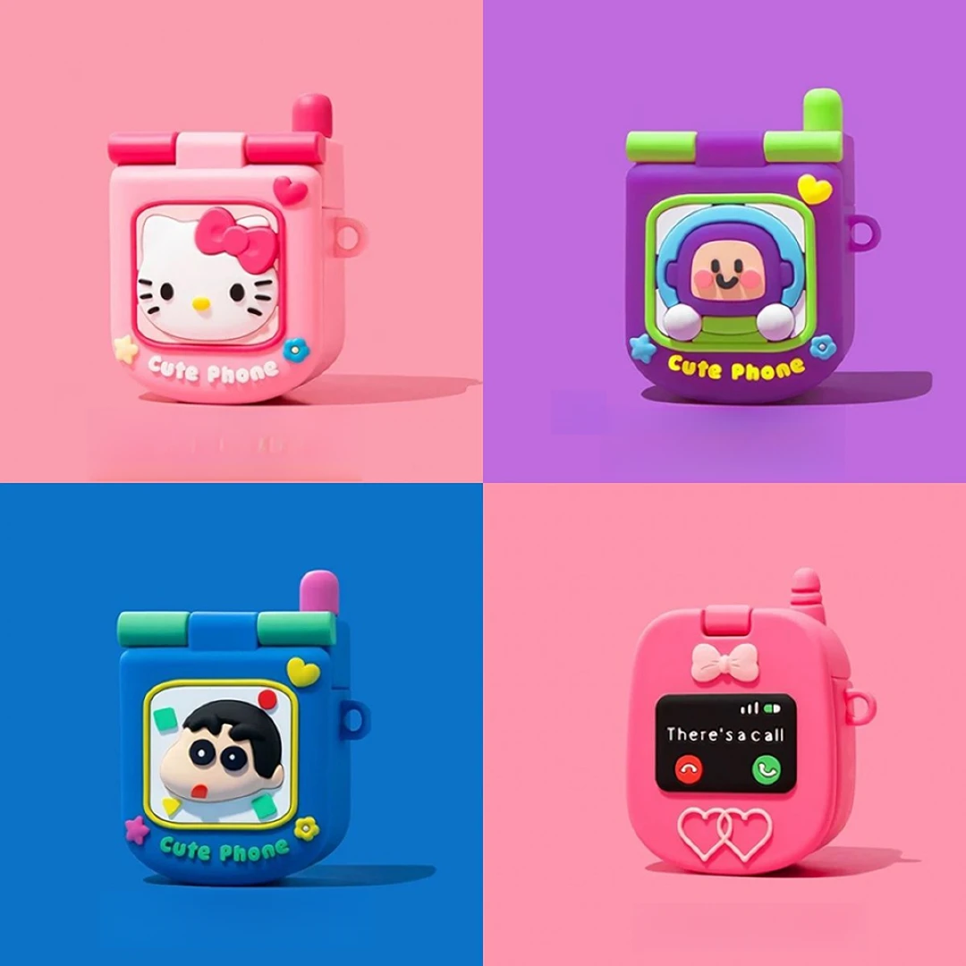 可爱翻盖大哥大适用AIRPODS4代耳机保护壳AIRPODS1/2/3代耳机防摔