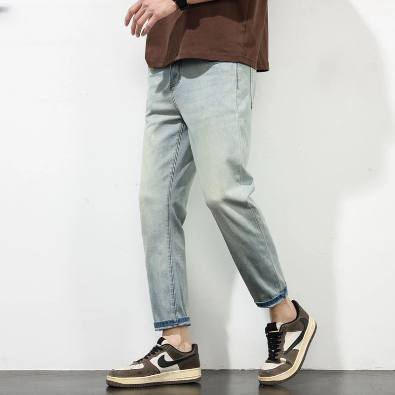 CALTOKROSA九分牛仔裤男款潮流弹力修身百搭舒适小脚男夏季薄款潮