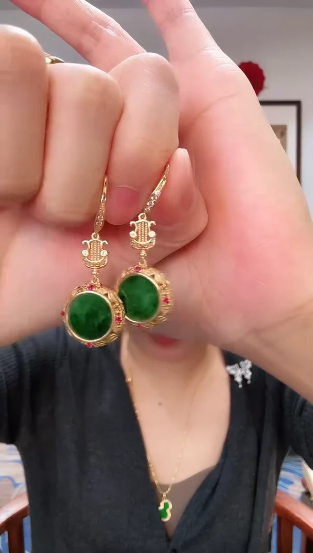 【闪购商品】翡翠耳饰银S925镶嵌耳饰