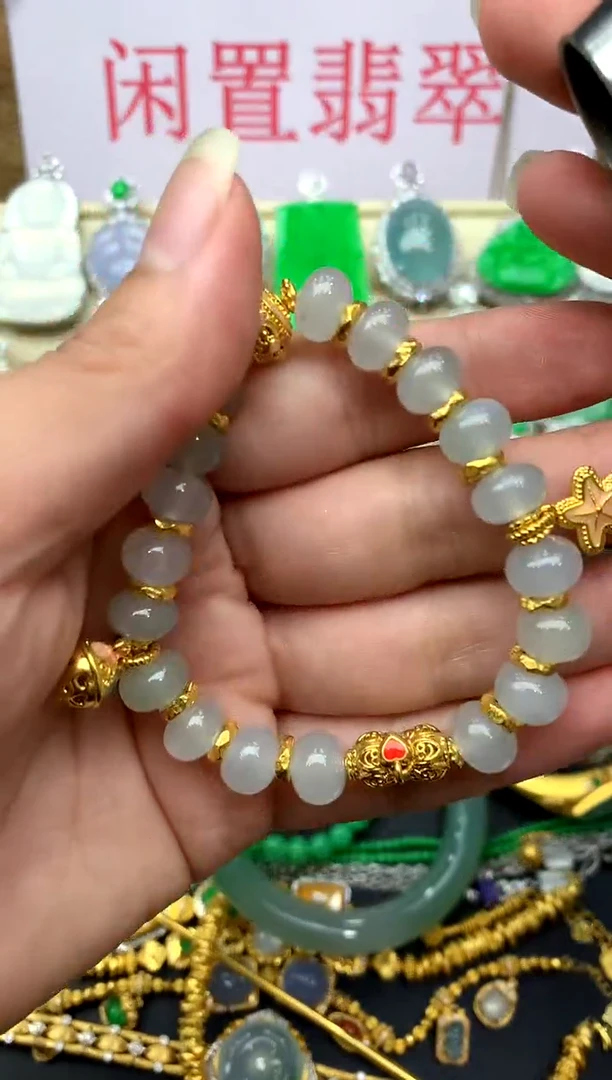 足金镶嵌手串翡翠284 -中国好珍宝