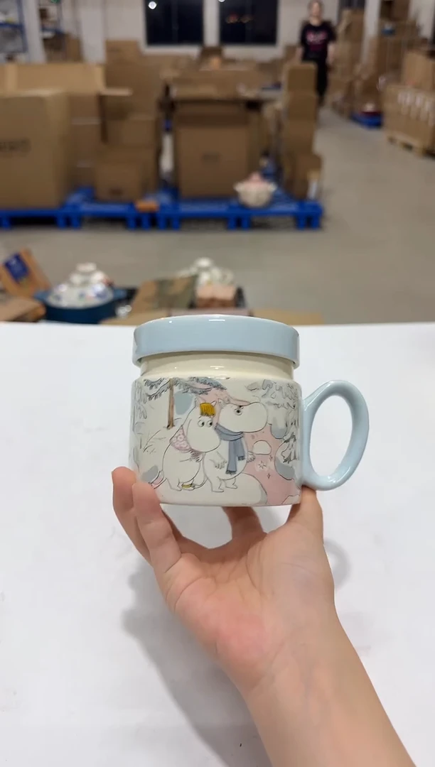 瓷片姆明冬雪盖杯(含茶滤)