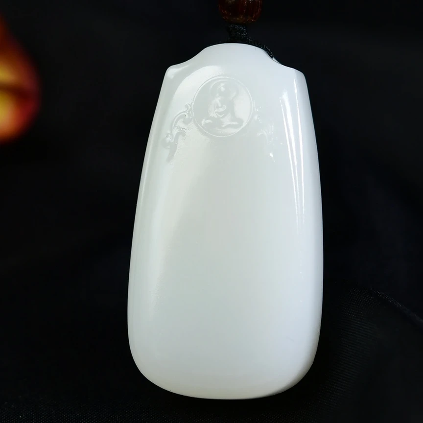 和田玉羊脂玉无相佛悟道平安无事牌吊坠挂件男女款玉石项链玉坠