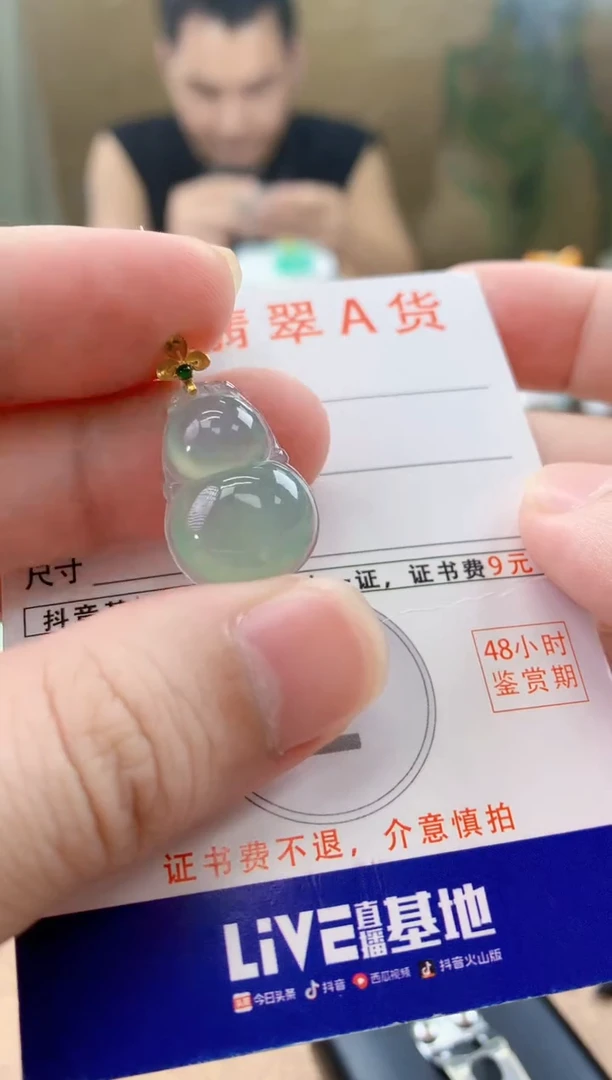 颈饰18K金镶嵌翡翠天然A货翡翠挂件