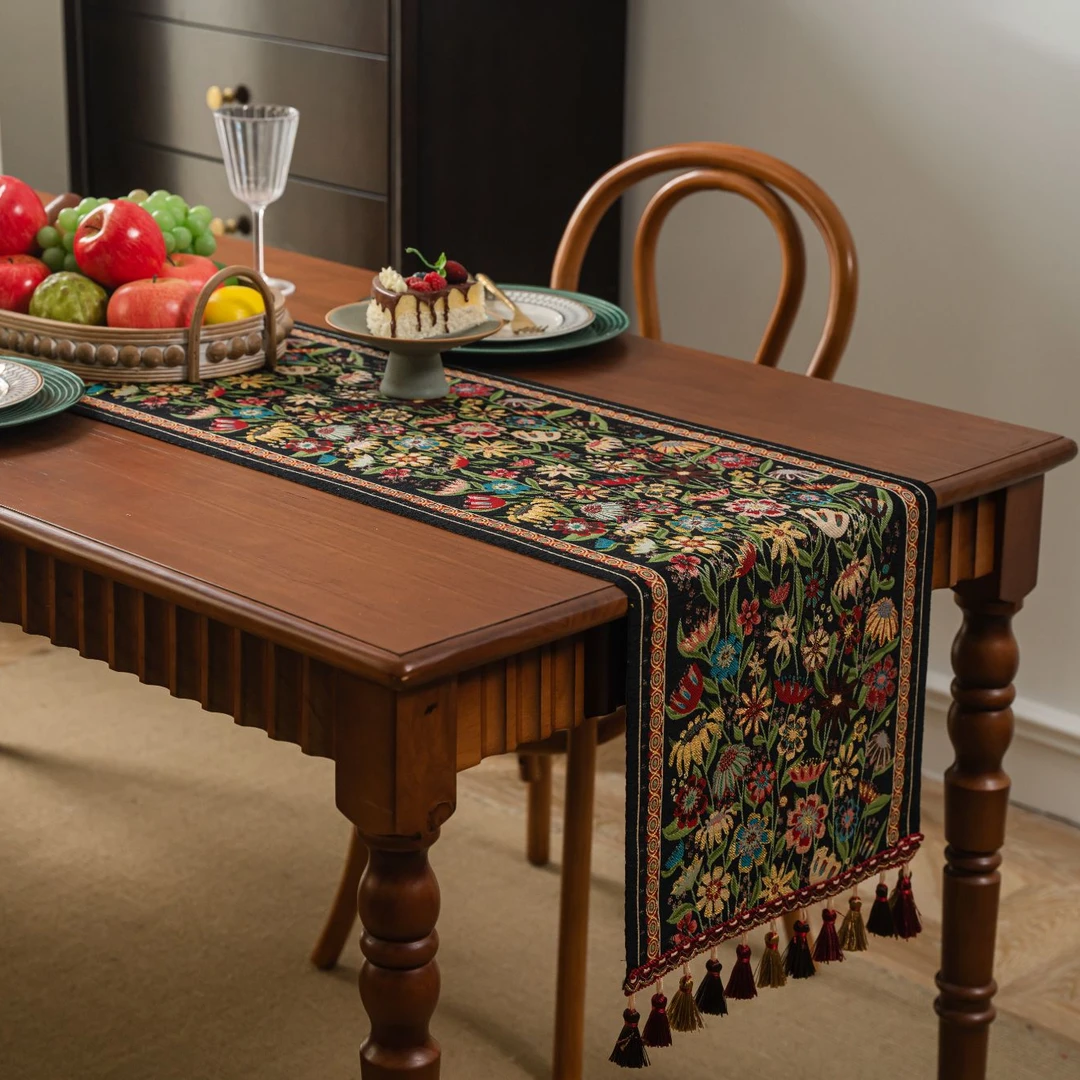 美式电视柜餐桌布长条桌旗法式复古欧式茶几桌旗布轻奢高端新美式