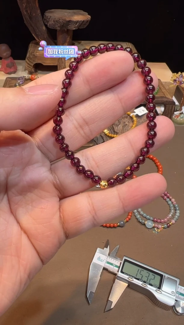 【闪购商品】石榴石手链18K金镶嵌手饰@@D2921