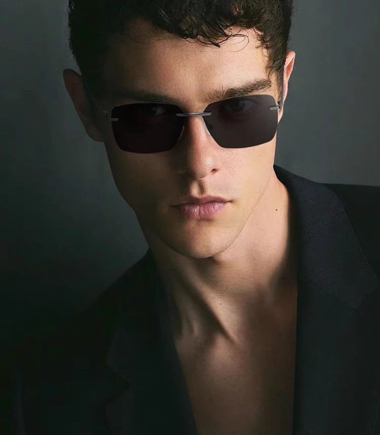 复古潮流太阳镜无边框设计航空钛尼龙偏光防紫外线开车钓鱼墨镜