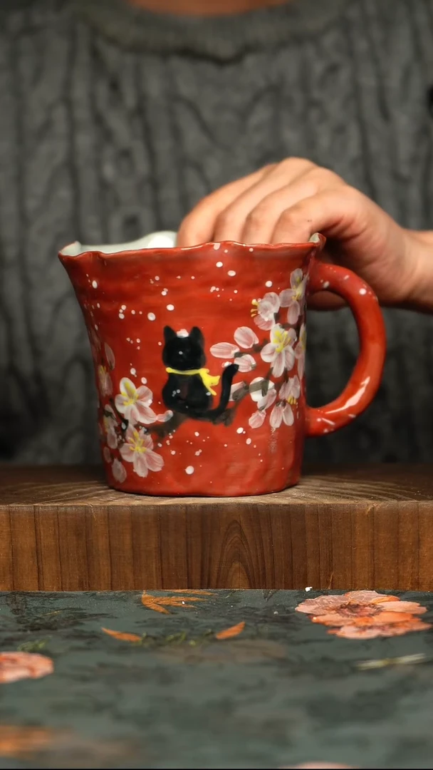 杯釉下彩手工手绘同款陶器