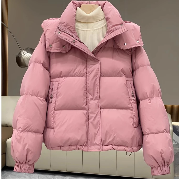 加厚外套女冬季2025新款短款宽松加厚棉服矮个子连帽时尚大码棉衣