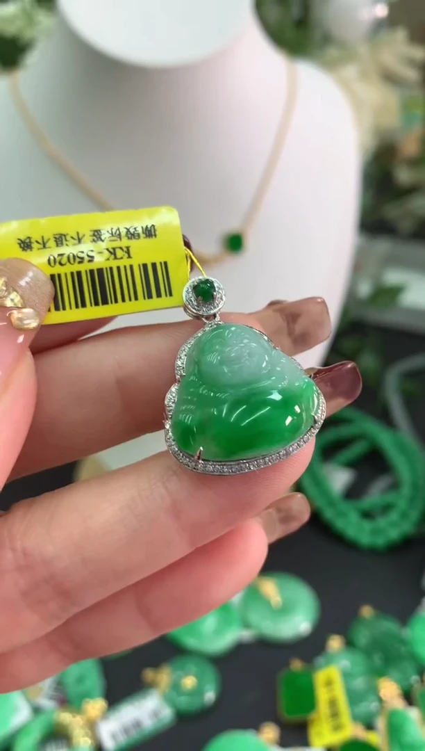 【闪购商品】翡翠吊坠(不含链)18K金镶嵌挂件