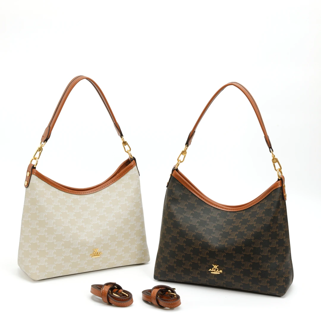 【凯旋门流浪包】5个隔层·经典印花拼接皮质单肩斜挎女包