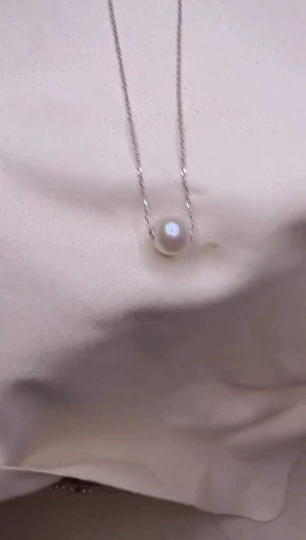 淡水珍珠银S925镶嵌颈饰2号极光正圆路路通项链