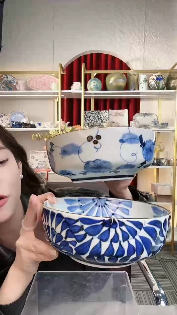 盘【2件套】一诚陶苑手绘古染盛钵19cm