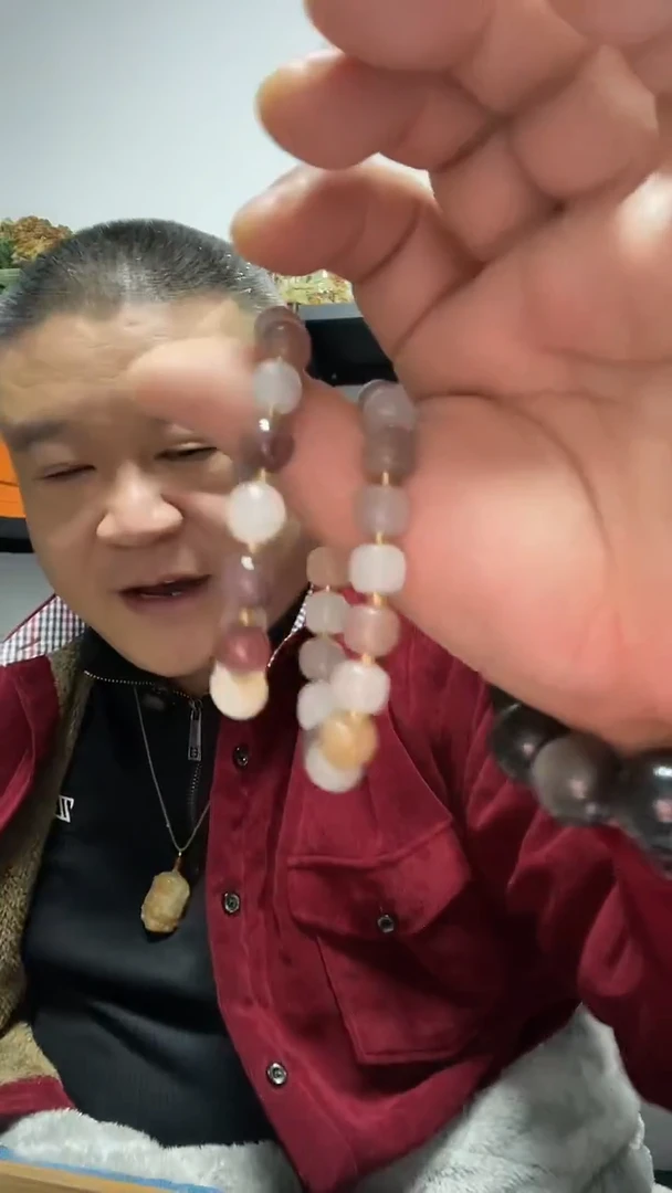 未镶嵌手串石英质玉紫罗兰老型珠加圆珠单圈手串两条