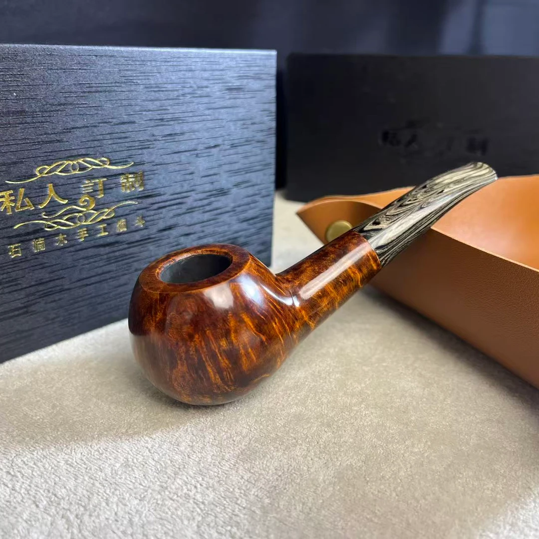 微弯苹果石楠木烟斗手工3毫米烟道经典英式传统斗老料新工