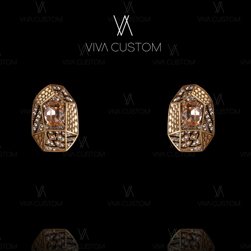 铜合金合成锆石耳饰 （精工系列）小众精致深海鱼鳞耳拍