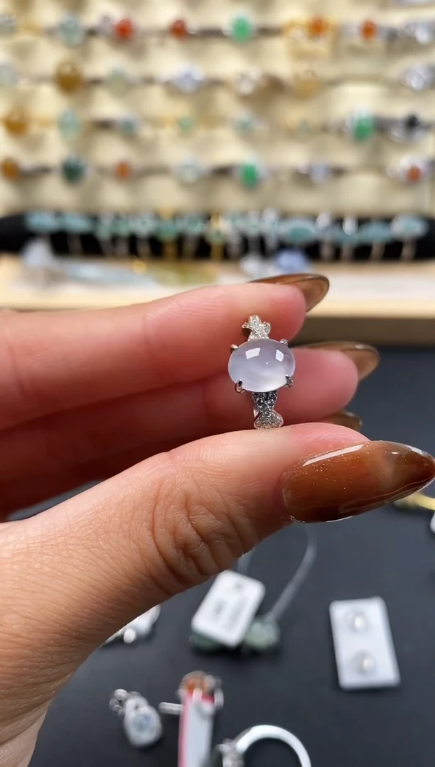 银S925镶嵌戒指翡翠444444+10