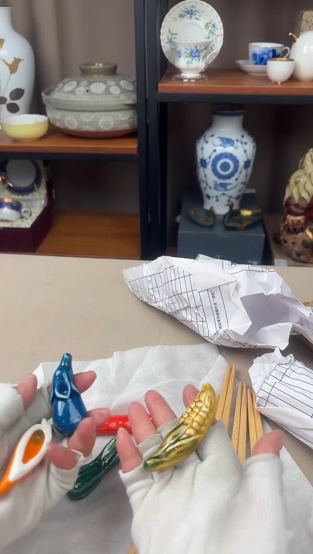 瓷片怡*南筷子+筷置5只
