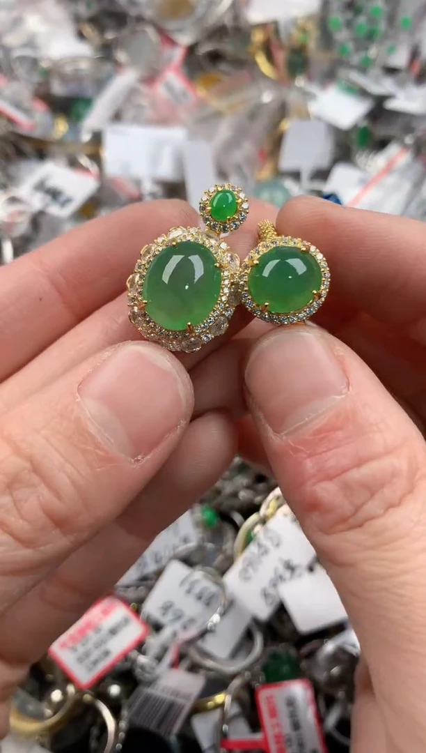 银S925镶嵌戒指翡翠222     2