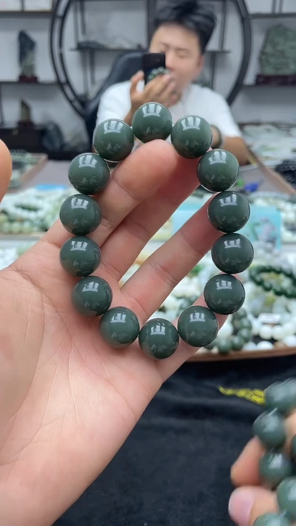 未镶嵌手串和田玉新疆且末蓝16圆珠