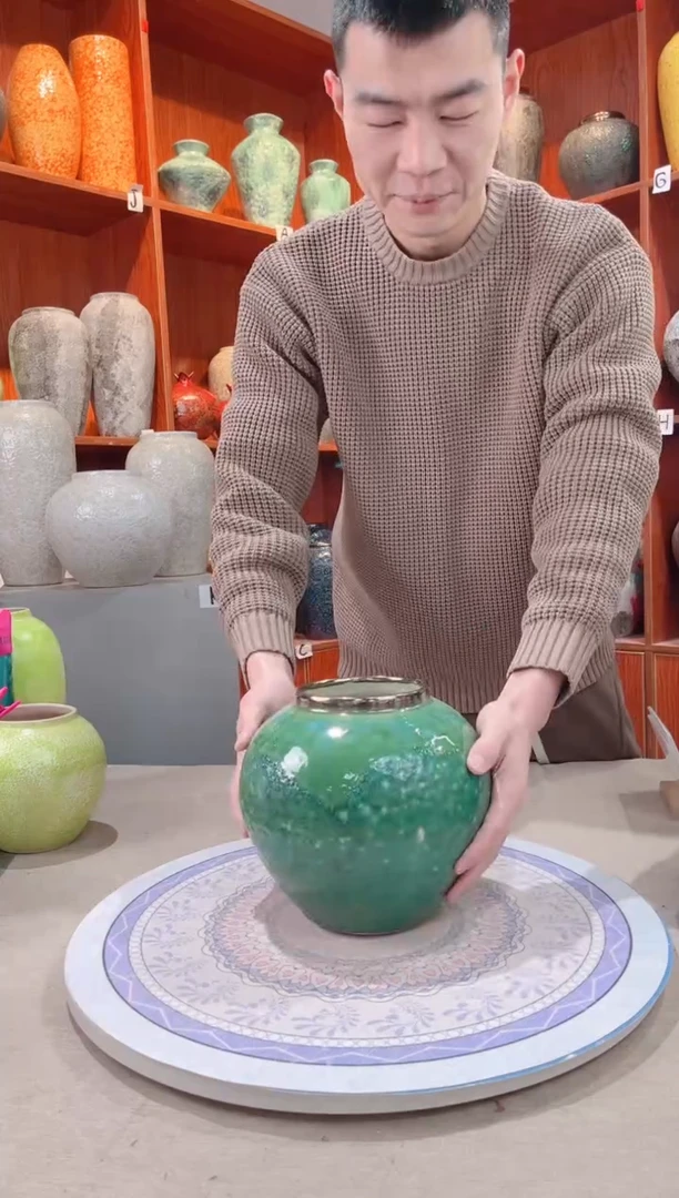 【闪购商品】瓶陶瓷花瓶 无花 微瑕 绿森林小号