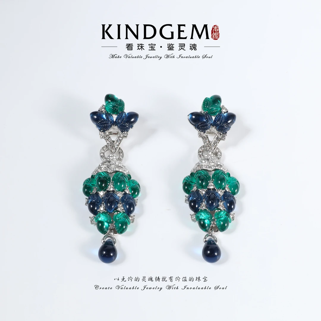 铜合金锆石耳饰 KindGem 复古轻奢设计师款个性耳环 C-45944