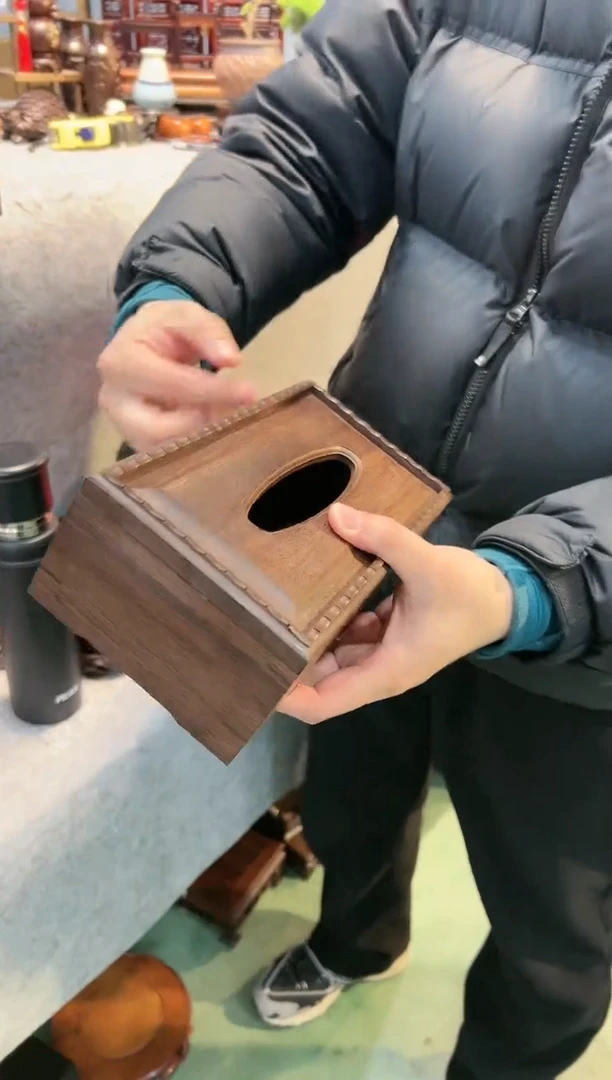 【闪购商品】风车木（黑檀木）黑檀长款纸巾盒1个