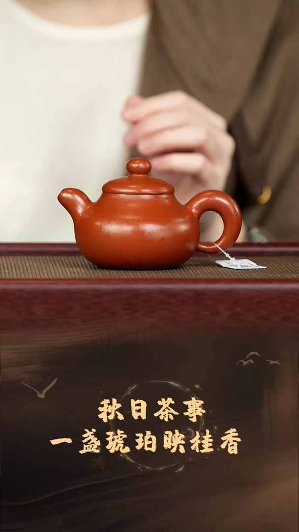茶壶紫砂珠玉 周乾制 小红泥 180cc