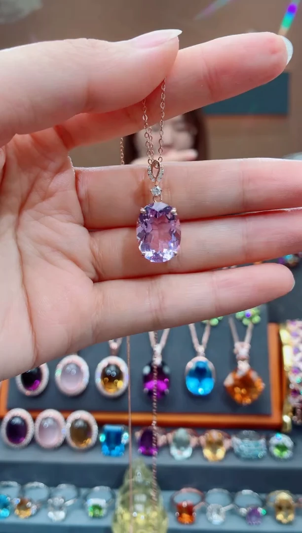 吊坠(赠链)银S925镶嵌水晶水晶吊坠