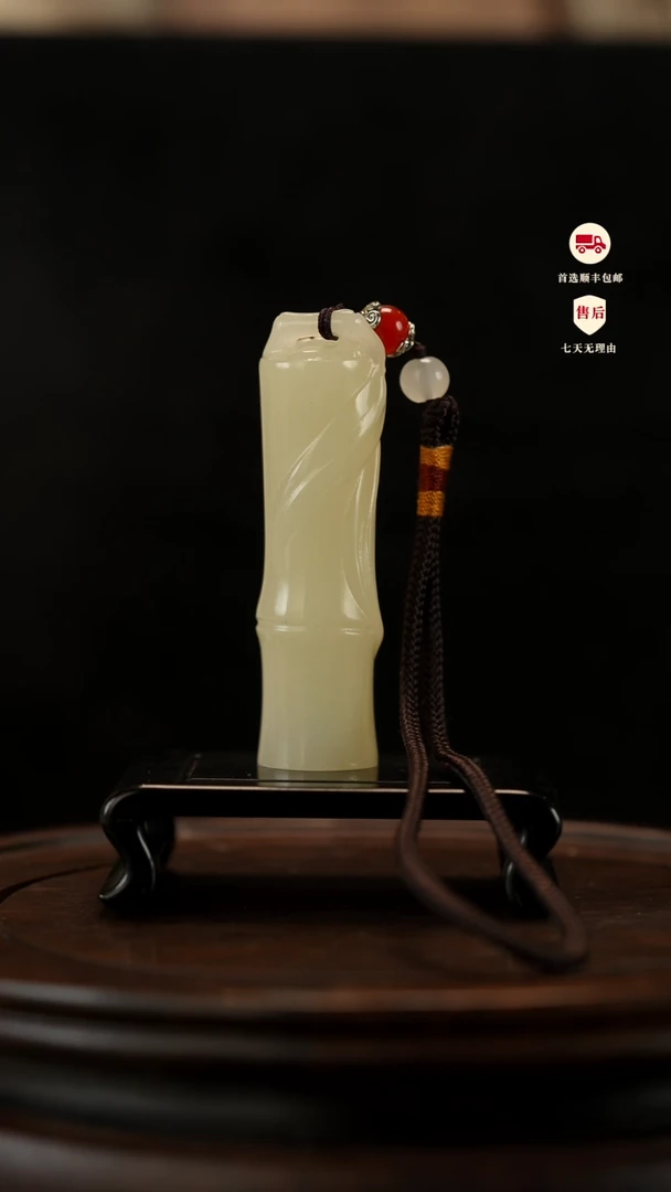 云南石竹叶青雕刻：大叶竹节手把件摆件挂件