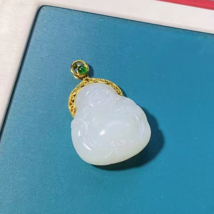 18k和田玉白玉佛公