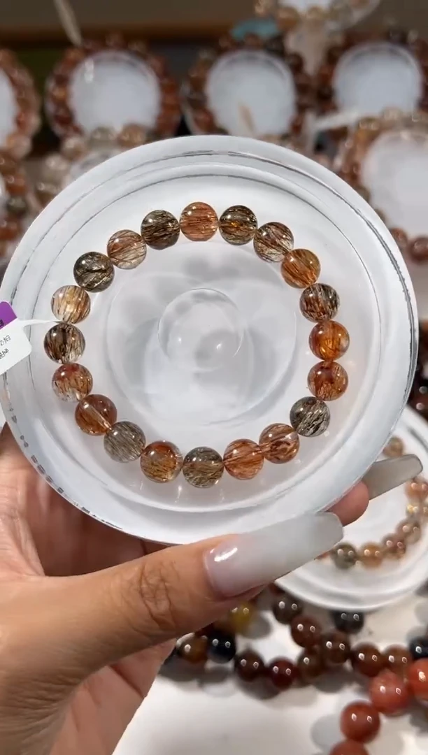 水晶手串未镶嵌s***e黑金超七9+