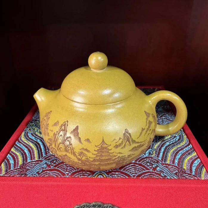 （大小姐专属）溪山清幽图文旦家藏黄金段泥紫砂壶