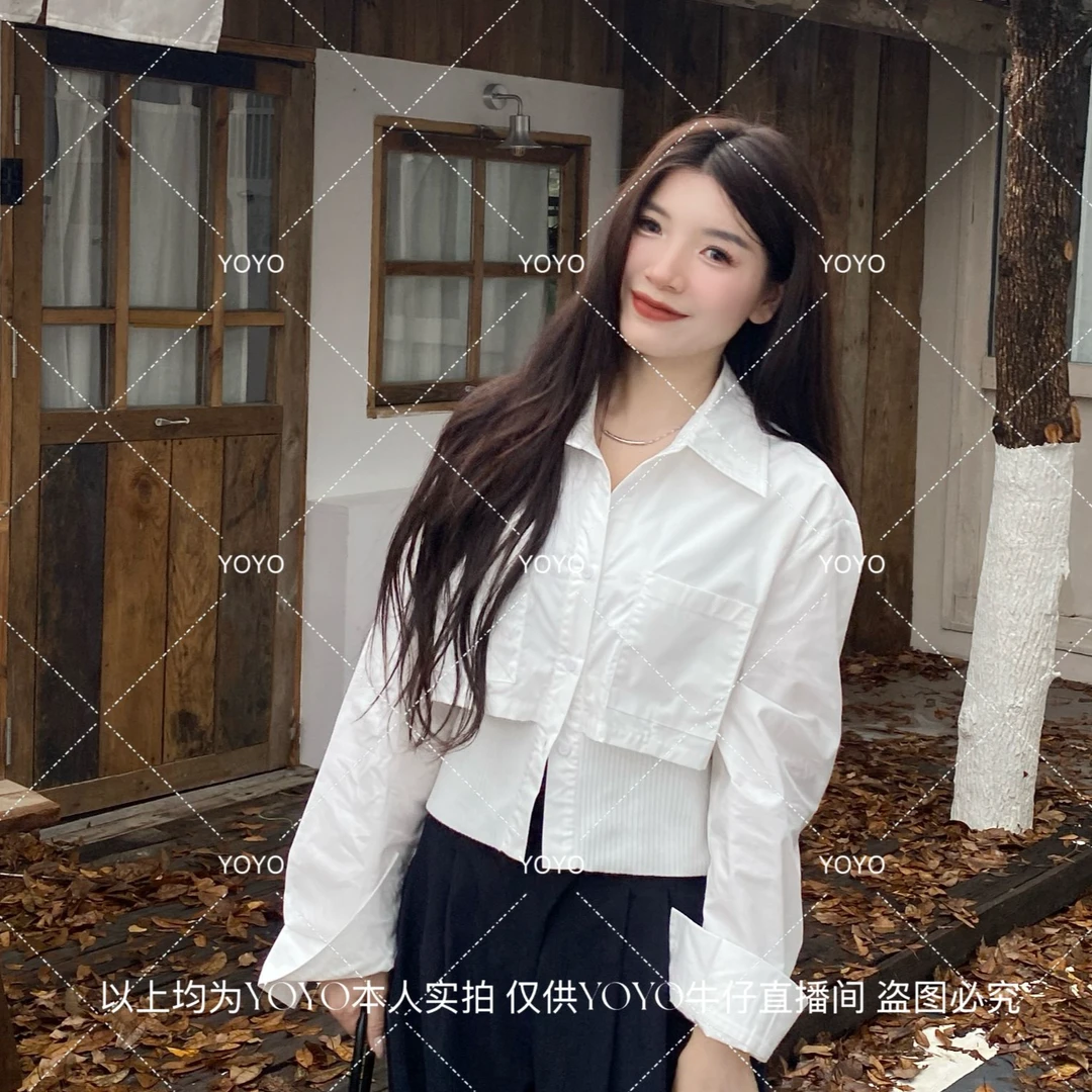 YOYO自制2【奶白竖纹】秋款显瘦气质时尚百搭小众设计感长袖衬衫