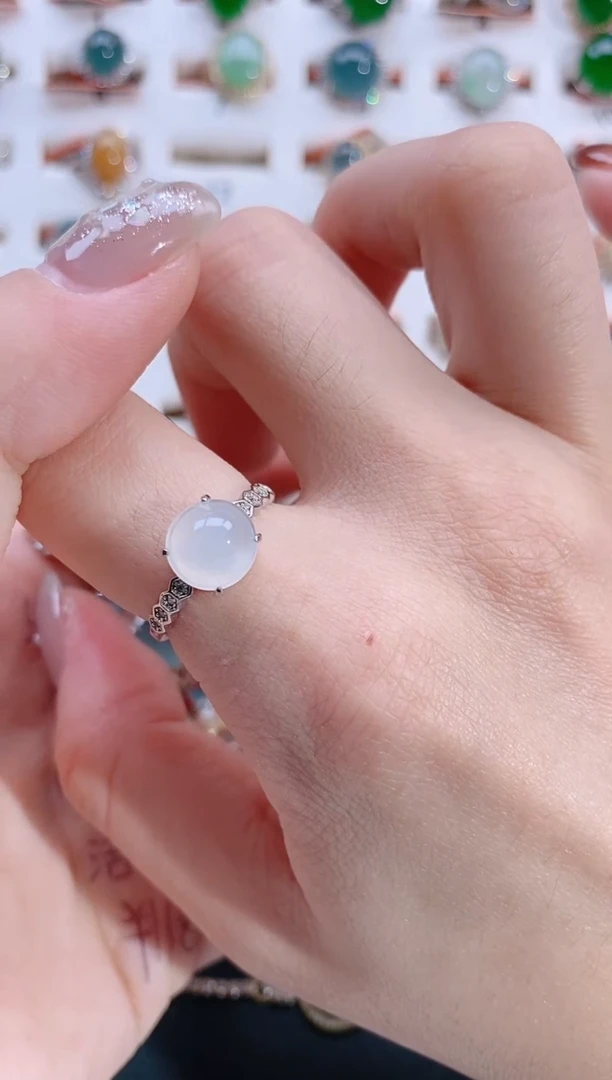 银S925镶嵌戒指翡翠天然翡翠