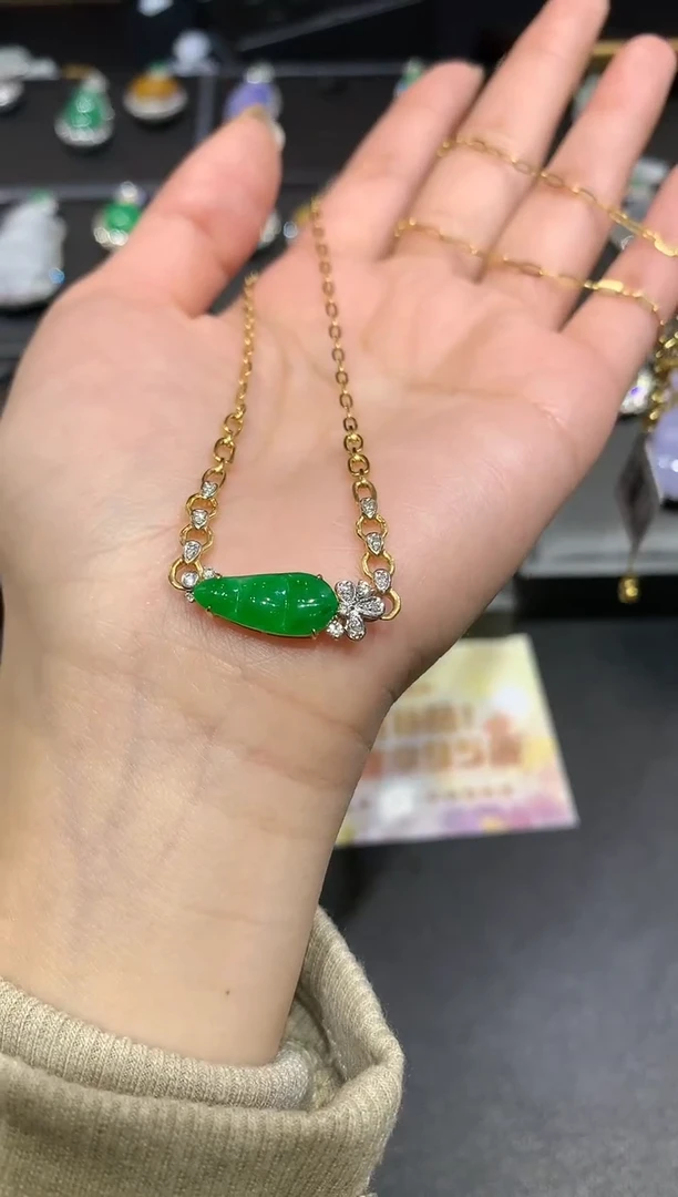 【闪购商品】翡翠套链18K金镶嵌套链A463|9800