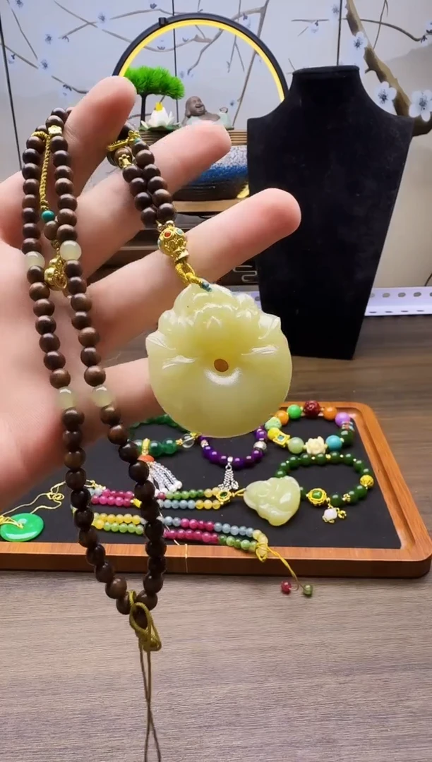 和田玉14K金镶嵌颈饰X68